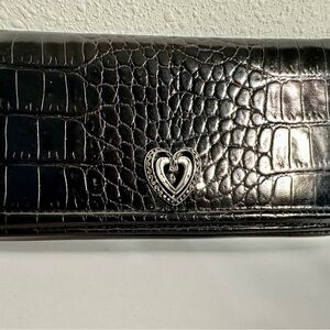 BRIGHTON COLLECTIBLES: Black Crocodile Leather Checkbook Cover